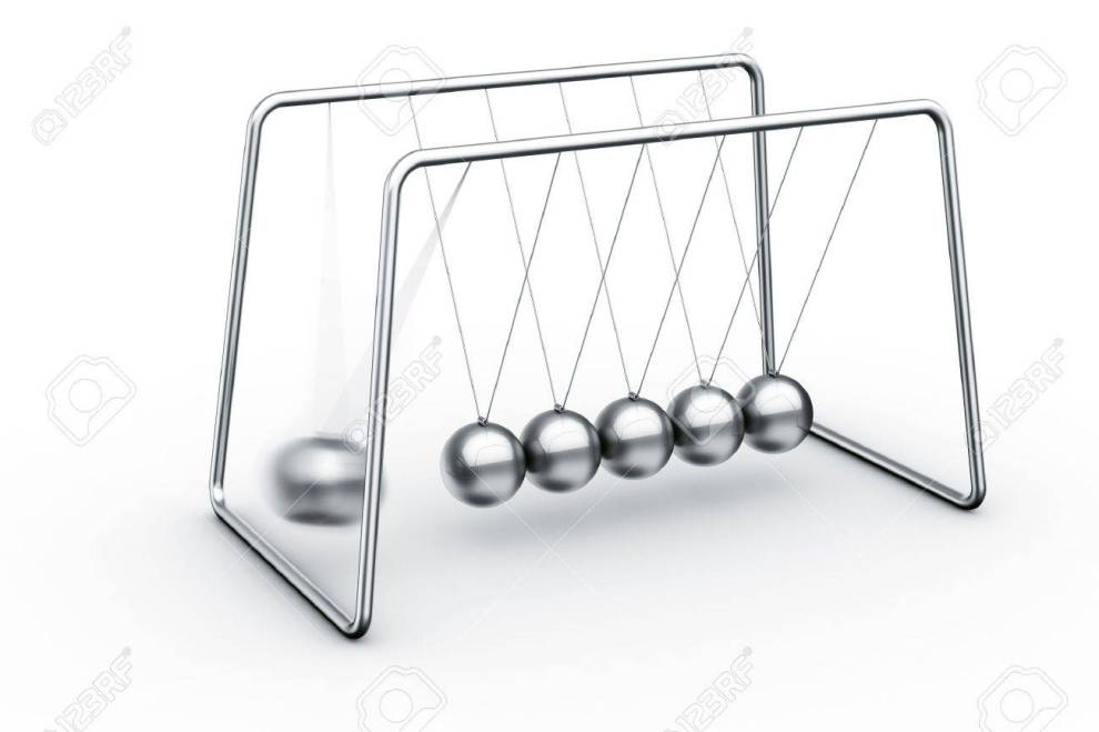 11503859-3d-rendering-of-a-newtons-cradle-with-one-ball-about-to-impact